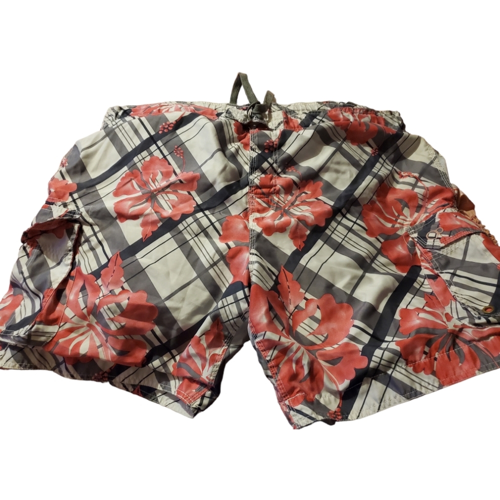 Plus Swim Trunks Men Pink and grey three pocket- size 3XL